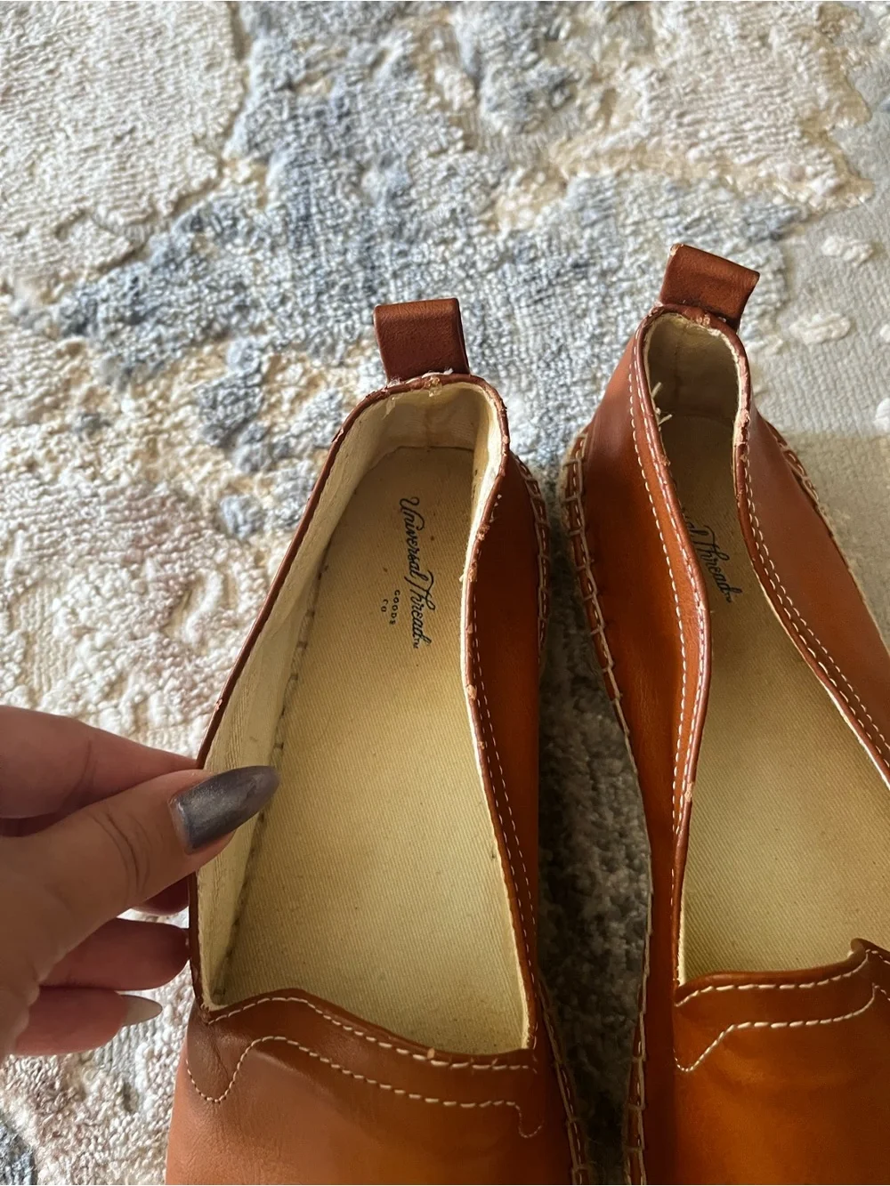 Leather Espadrille Slip-On Shoe in Cognac